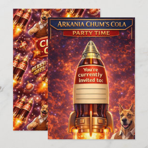 Kumpels: Retro-Sci-Fi-Raketen-Schiff-Geburtstagsei Einladung