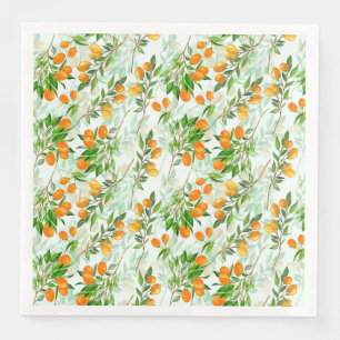 Kumquat Tropical Summer Fruit Pattern on Mint Serviette