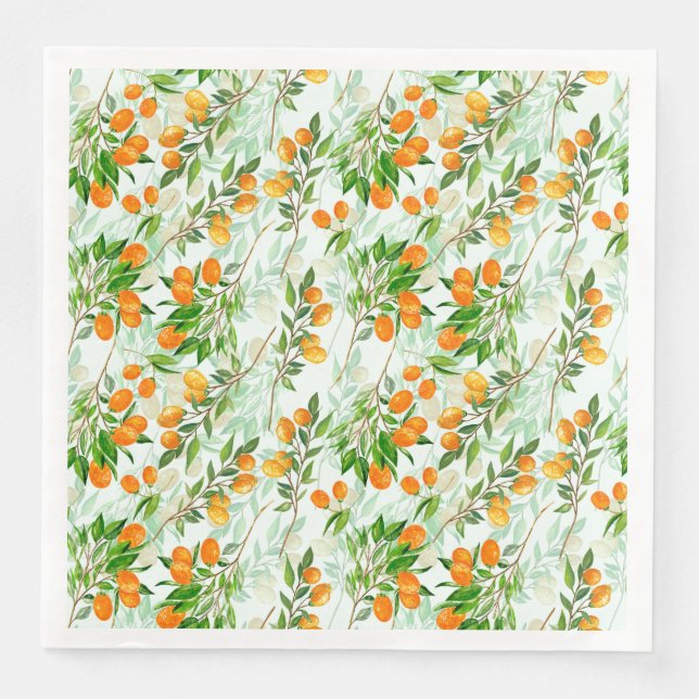 Kumquat Tropical Summer Fruit Pattern on Mint Serviette (Vorderseite)