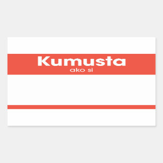 "Kumusta Ako Si" Hallo Mein Name ist Red Nametag Rechteckiger Aufkleber