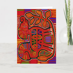 Kuna Indian Baby Elefant - Mola Volkskunst Karte