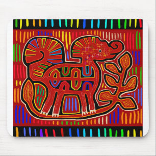Kuna Indian Baby Elephant - Mola Folk Art Mousepad