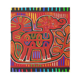 Kuna Indian Baby Elephant - Mola Volkskunst Notizblock