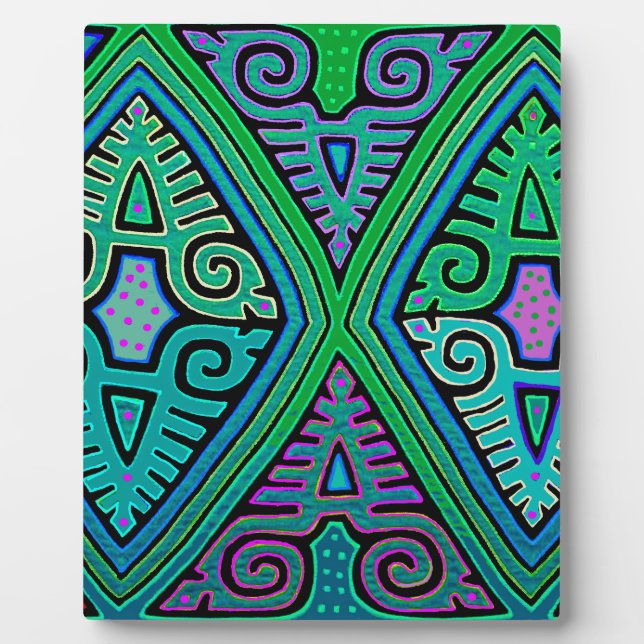 Kuna Indian Diamond Mola Fotoplatte (Vorderseite)