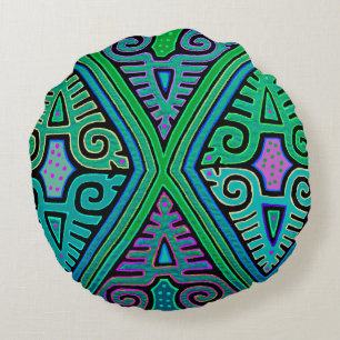 Kuna Indian Diamond Mola Rundes Kissen