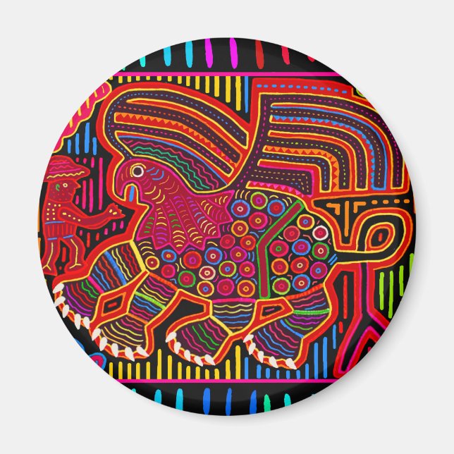 Kuna Indian Friendly Dragon Mola Magnet (Vorne)