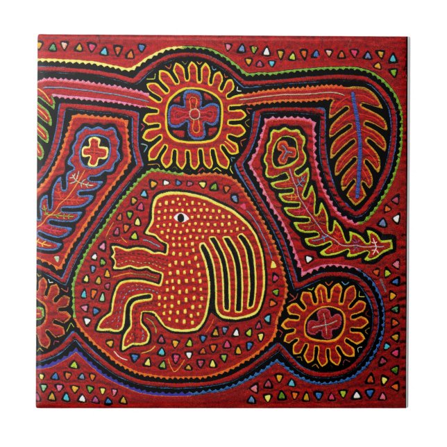 Kuna Indian Girl on a Bicycle Fliese (Vorderseite)