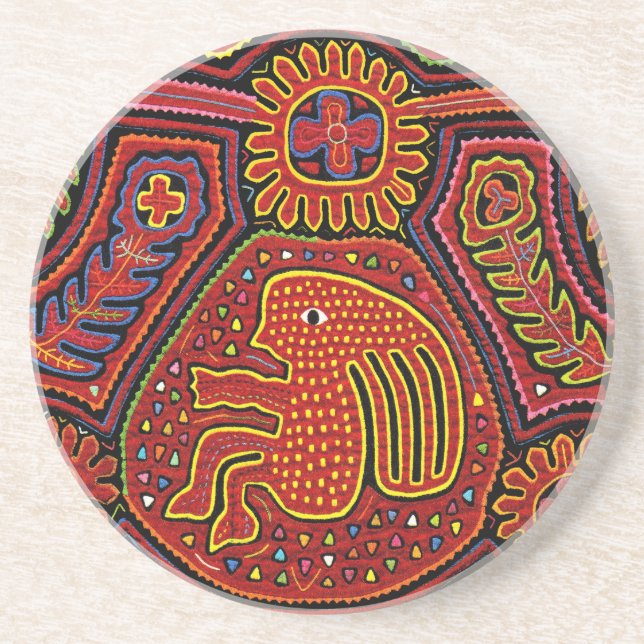 Kuna Indian Girl on a Bicycle Getränkeuntersetzer (Vorne)