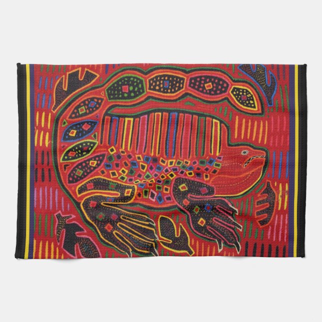 Kuna Indian Iguana Mola Handtuch (Horizontal)