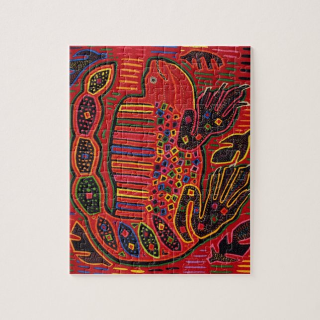 Kuna Indian Iguana Mola Puzzle (Vertikal)