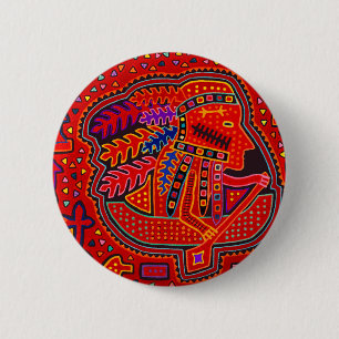 Kuna Indian Man in Canoe Button