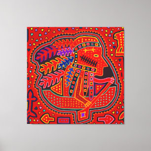 Kuna Indian Man in Canoe Leinwanddruck