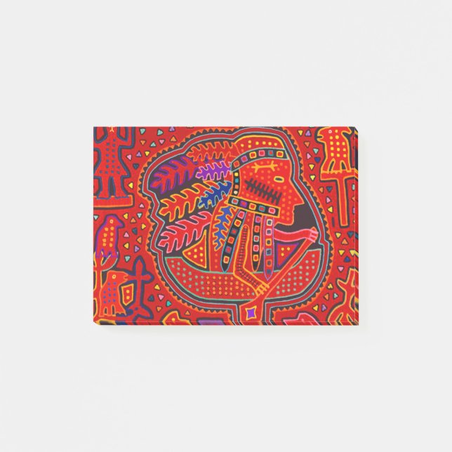 Kuna Indian Man in Canoe Post-it Klebezettel (Vorderseite)