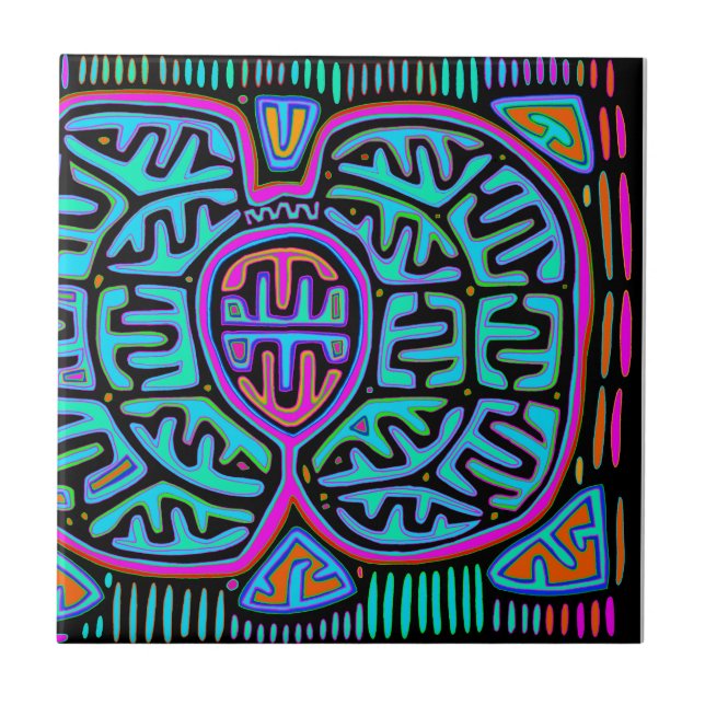 Kuna Indian Mariposa Fliese (Vorderseite)