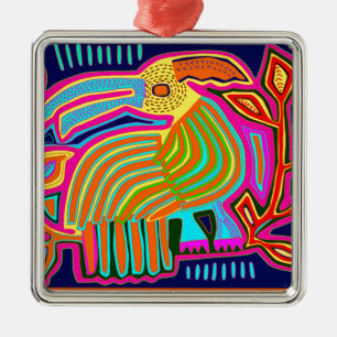 Kuna Indian Mola Collage Ornament Aus Metall