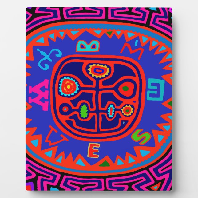 Kuna Indian Mola Compass Fotoplatte (Vorderseite)