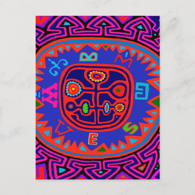 Kuna Indian Mola Compass Postkarte (Vorderseite)