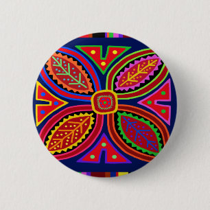 Kuna Indian Mola Flora Button