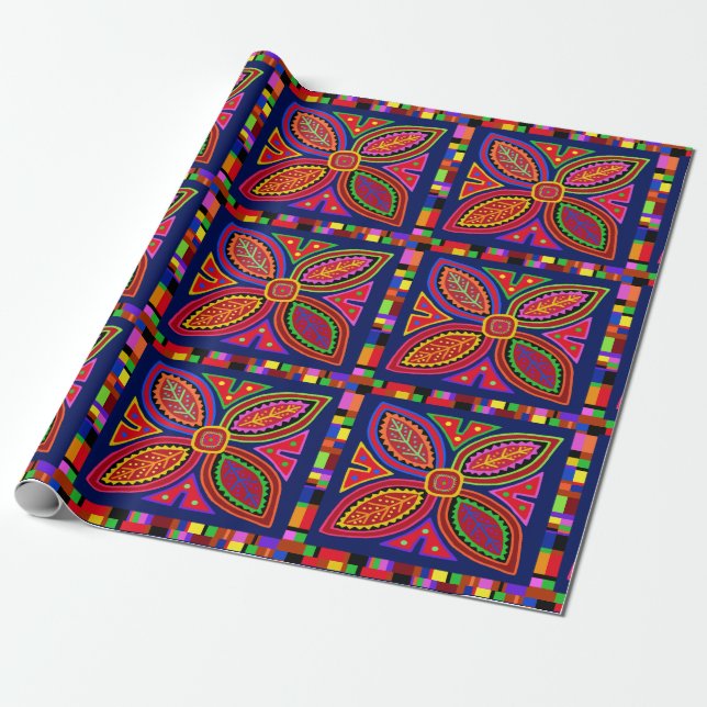 Kuna Indian Mola Flora Geschenkpapier (Ungerollt)