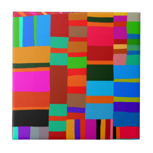 Kuna Indian Mola Folk Art - Red Blue Orange Fliese