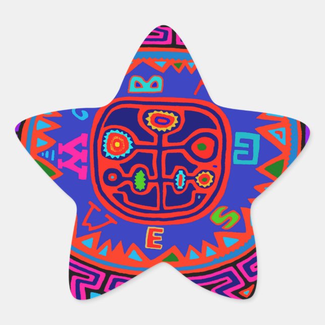 Kuna Indian Mola Kompass Stern-Aufkleber (Vorderseite)