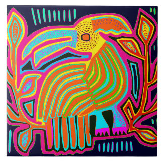 Kuna Indian Mola Parrot Ceramic Tile Fliese