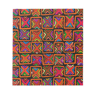 Kuna Indian Mola Tribal Checks - Rot Notizblock