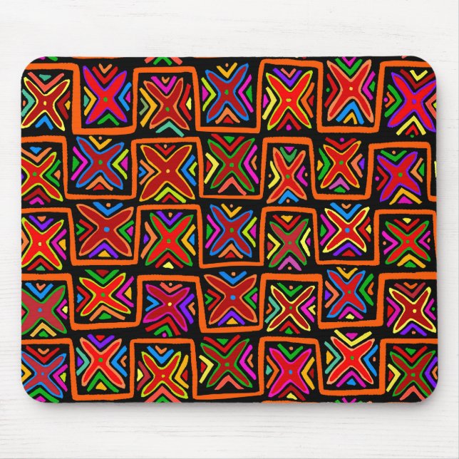 Kuna Indian Mola Tribal Karos - Red - Mousepad (Vorne)