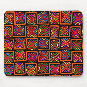 Kuna Indian Mola Tribal Karos - Red - Mousepad
