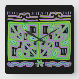 Kuna Indian Music Box Mola Wall Clock Quadratische Wanduhr