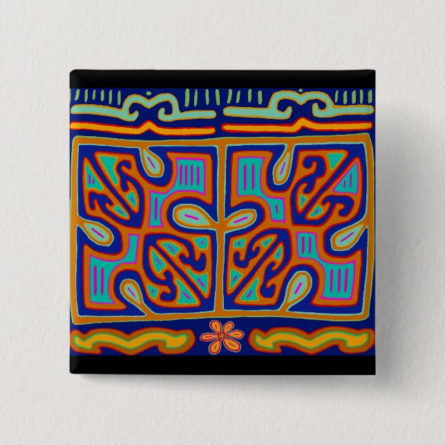 Kuna Indian Music Box - San Blas Mola Button (Vorderseite)