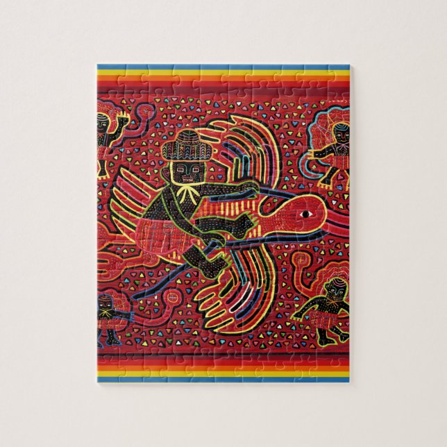 Kuna Indian Stork Bringbaby Design Puzzle (Vertikal)