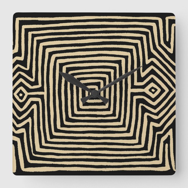 Kuna Indian Tortuga Mola Wall Clock Quadratische Wanduhr (Vorderseite)