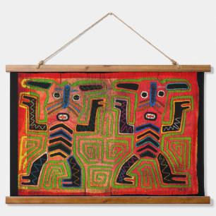 Kuna Indian Zwillinge Geister Wandteppich Mit Holzrahmen