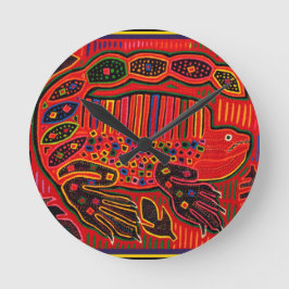 Kuna-Indianer Iguana Mola Runde Wanduhr