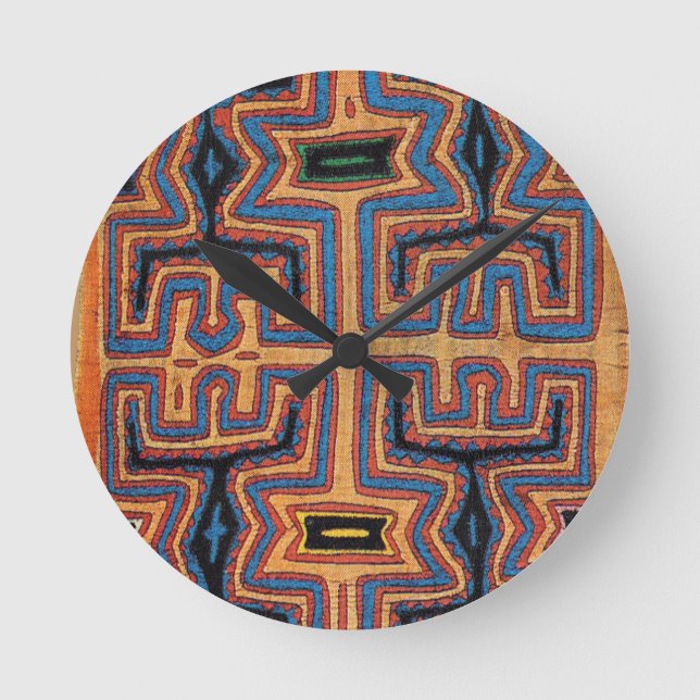Kuna-Indianerspirituelle Runde Wanduhr (Vorderseite)