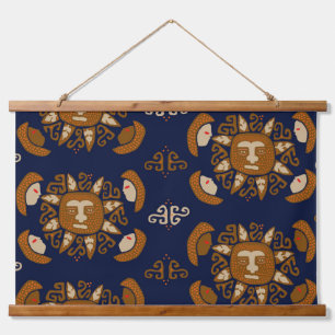 Kuna Indianische Sonnengötter Wandteppich Mit Holzrahmen