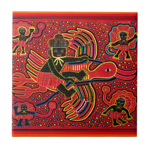 Kuna Indianischer Storch bringt Baby-Design Fliese