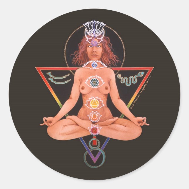 Kundalini Lady Runder Aufkleber (Vorderseite)