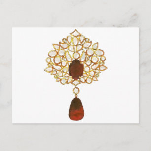 Kundan und Ruby Brooch Postkarte