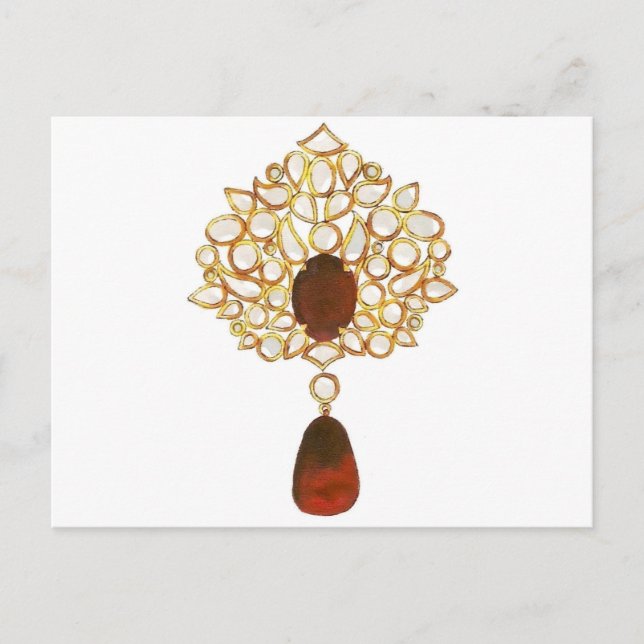 Kundan und Ruby Brooch Postkarte (Vorderseite)