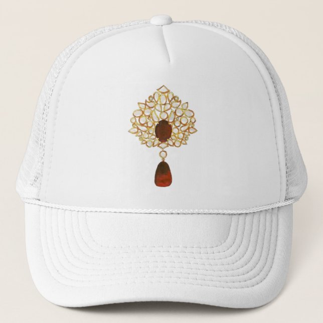 Kundan und Ruby Brooch Truckerkappe (Vorderseite)