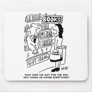 Kunde fragt Buchhändler eine Frage. Buchhandlung Mousepad