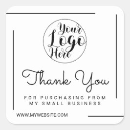 Kunde von White Black Border Script Vielen Dank Quadratischer Aufkleber
