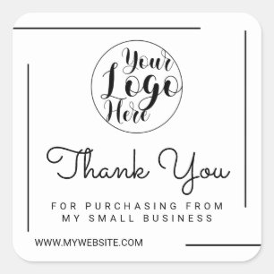 Kunde von White Black Border Script Vielen Dank Quadratischer Aufkleber