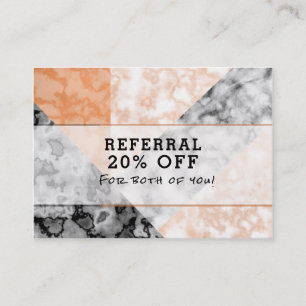 Kunden-Empfehlungs-Rosa-weißer schwarzer Marmor Empfehlungskarte