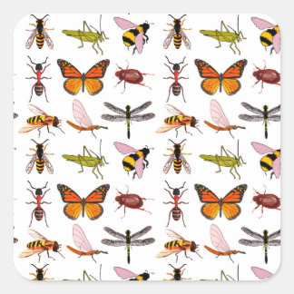 KUNDENBARE COOLE INSEKTSQUARE-STICKER QUADRATISCHER AUFKLEBER