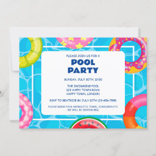 KUNDENBARE SCHWIMMBECKEN-PARTY EINLADUNG