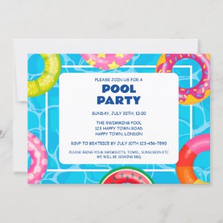 KUNDENBARE SCHWIMMBECKEN-PARTY EINLADUNG