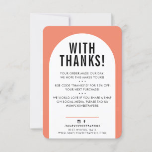 KUNDENDANK IHNEN modernes orangefarbenes Schwarz Dankeskarte